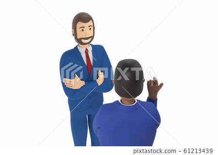 Two cartoon character, businessmans in suit with arms crossed. 3d rendering Two cartoon character, businessmans in suit with arms crossed. 3d rendering 61213439
