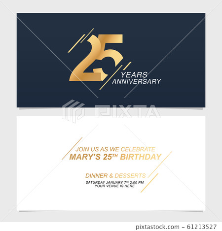 25 years anniversary invitation card vector illustration. Template design 25 years anniversary invitation card vector illustration. Template design 61213527