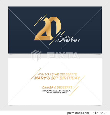 20 years anniversary invitation card vector illustration. Template design 20 years anniversary invitation card vector illustration. Template design 61213528