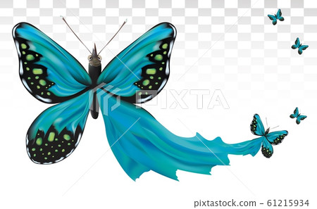 Blue beautiful flying butterflies isolated on... - Stock Illustration ...