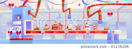 Conveyor with Christmas candy and sweets factory 61216266