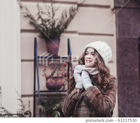 woman in trendy coat woman in trendy coat 61217530