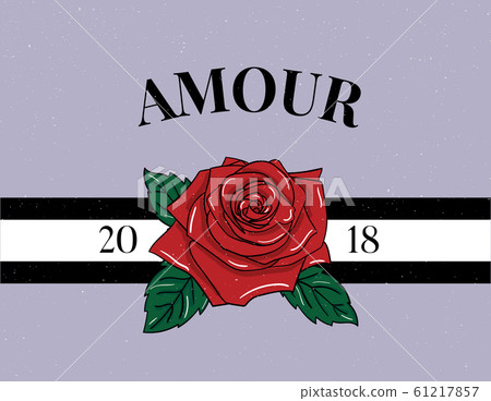 Slogan Amour Phrase Graphic Vector Print Stock Illustration