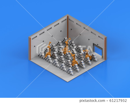 robot arm with roll steel isometric 61217932