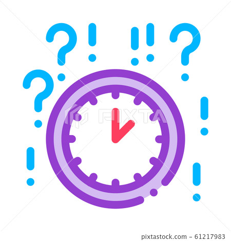 Clock And Question Mark Icon Outline Illustration 61217983