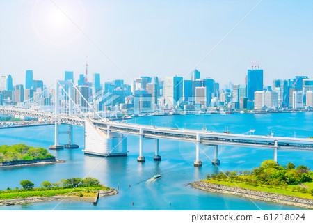 Cityscape seen from Odaiba anime style Cityscape seen from Odaiba anime style 61218024