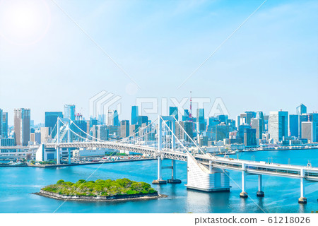 Cityscape seen from Odaiba anime style Cityscape seen from Odaiba anime style 61218026