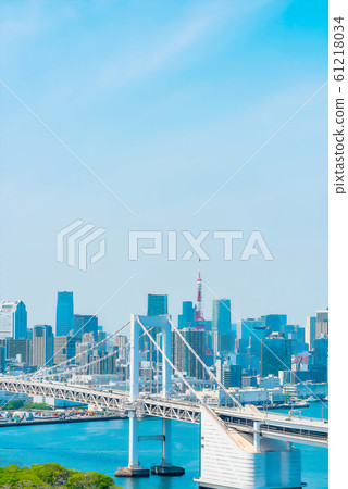 Cityscape seen from Odaiba anime style Cityscape seen from Odaiba anime style 61218034