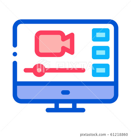 Video Player On Screen Icon Outline Illustration Video Player On Screen Icon Outline Illustration 61218860