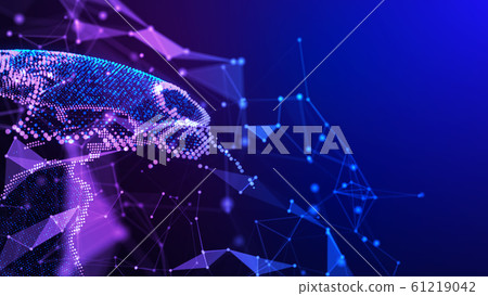 Connection lines Around Earth Globe. Background with Light Effect. Global International Connectivity Background. 3D illustration 61219042