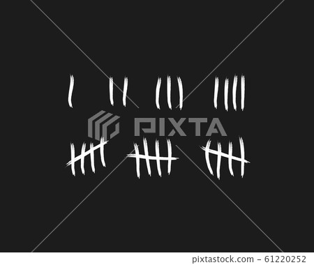 Tally marks on the wall isolated. Counting characters. Vector illustration of counting days in prison. 61220252