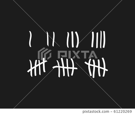 Tally marks on the wall isolated. Counting characters. Vector illustration of counting days in prison. Tally marks on the wall isolated. Counting characters. Vector illustration of counting days in prison. 61220269
