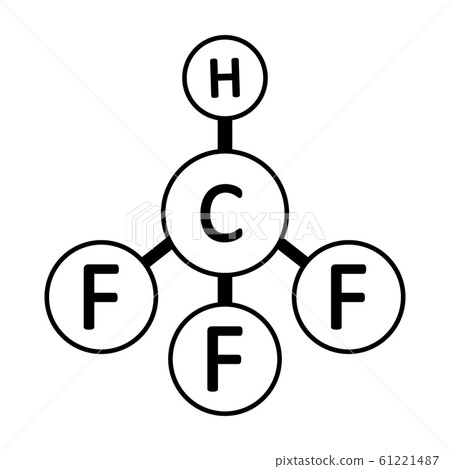 Fluoroform gas molecule icon. Fluoroform gas molecule icon. 61221487