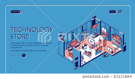 Computer store isometric landing page. Empty mall Computer store isometric landing page. Empty mall 61221664