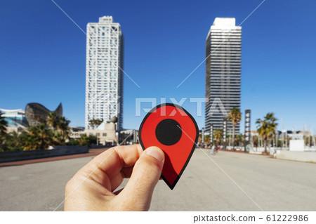 red marker at Port Olimpic in Barcelona 61222986