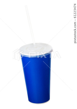 Blue cup with cap and tube isolated on white background 61223474