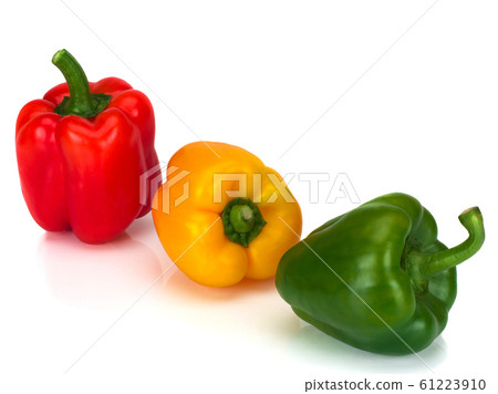 Assorted bell peppers isolated on a white Assorted bell peppers isolated on a white 61223910