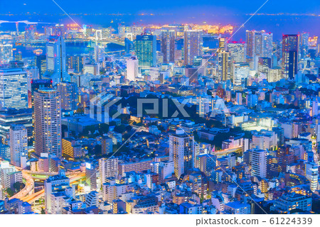 Tokyo Night View Landscape Anime Style Stock Illustration