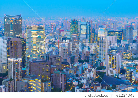 Tokyo Night View Landscape Anime Style Stock Illustration