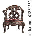Antique Chinese throne chair with carvings made around 1880. 61224539