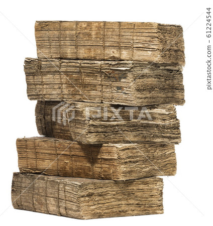 Five very old books thick and stacked 61224544