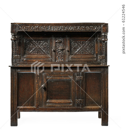 antique early oak Court Cupboard with detailed carving for hallways dining rooms 61224546