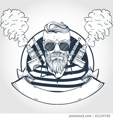 Sketch of hipster with vaporizer cigarette 61224780
