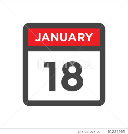 January 18 calendar icon including day of month 61224965