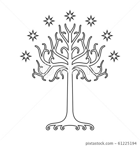White Tree of Gondor. Isolated black and white eps White Tree of Gondor. Isolated black and white eps 61225194