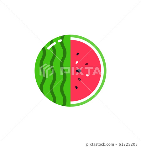 watermelon fruit sphere with half slice logo,...-插圖素材 [61225205] - PIXTA圖庫