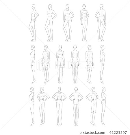 Fashion template of lady in different poses. - Stock Illustration ...