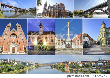 Collage of landmarks of Maribor, Slovenia. 61225747