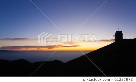 Dawn at the little church, mount Grappa landscape, 61225978