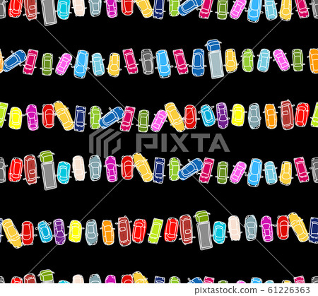 Funny cars on parking space, seamless pattern 61226363