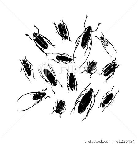 Sketch of funny colorful beetles for your design 61226454
