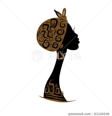 Female head silhouette for your design, ethnic ornament 61226540