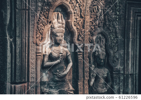 Wall in Angkor Wat - Hindu temple complex in Cambodia, largest religious monument in the world 61226596