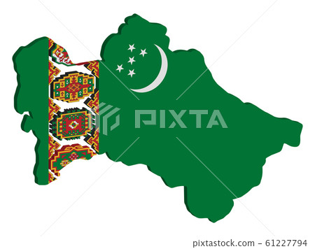 Turkmenistan Map flag Vector 3D illustration eps 61227794