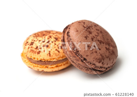 Closeup of french macarons on white background Closeup of french macarons on white background 61228140