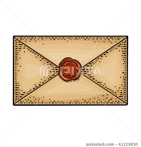 Close kraft paper envelope with sealing wax. 61229850