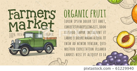 Retro pickup truck engraving. Handwriting 61229940