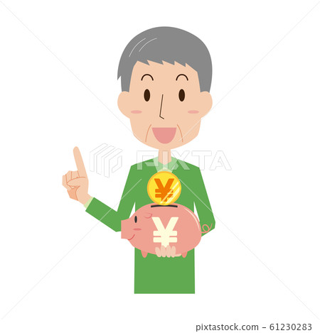 Savings piggy bank money elderly men - Stock Illustration [61230283 ...