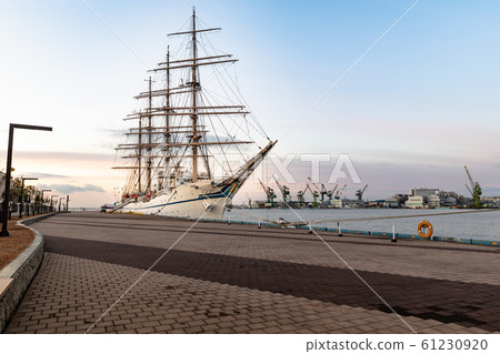 Nippon Maru, a large training sailing boat calling at Kobe Port Nippon Maru, a large training sailing boat calling at Kobe Port 61230920