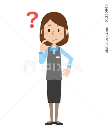 女接待員文員文員全身問題表達情感姿勢 女接待員文員文員全身問題表達情感姿勢 61230949