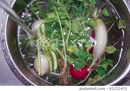 Wash the spring herbs Wash the spring herbs 61232413