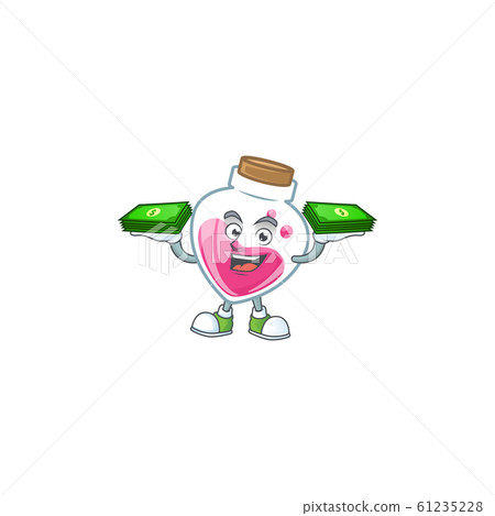 happy rich pink potion character with money on hands happy rich pink potion character with money on hands 61235228