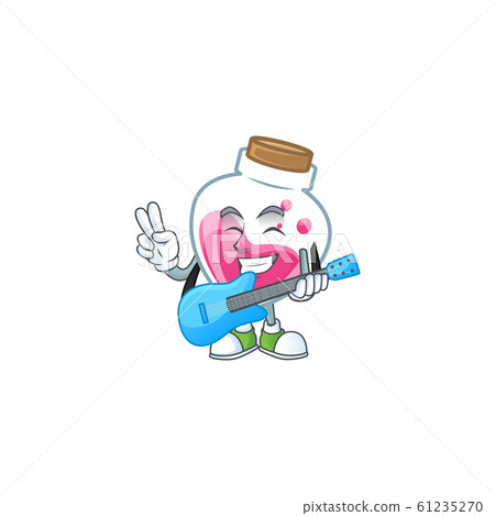 A mascot of pink potion performance with guitar A mascot of pink potion performance with guitar 61235270