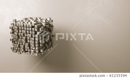 Cubes Aggregation on Grey Background Cubes Aggregation on Grey Background 61235594