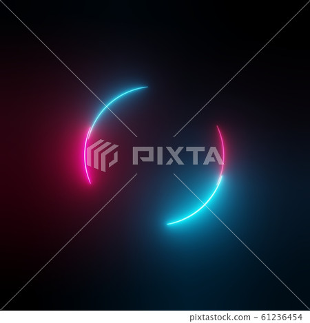Neon light circle frame on dark background Neon light circle frame on dark background 61236454