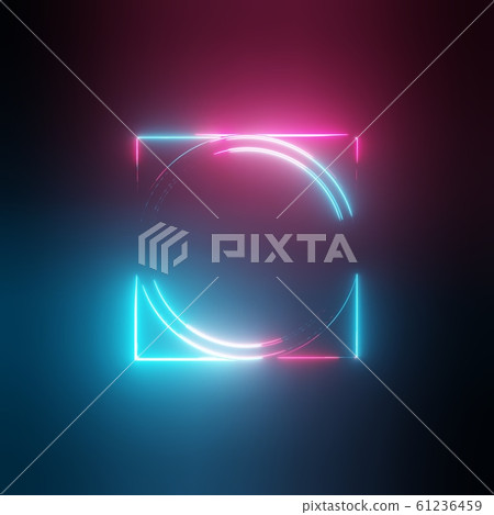 Neon light circles and square frames 61236459
